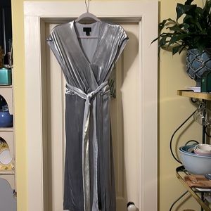 silver velvet wrap dress with Long belt